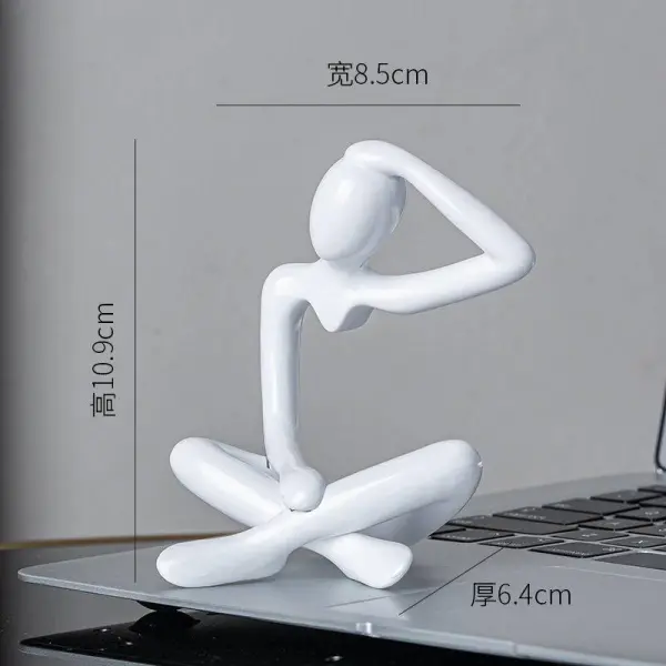 Abstract Handmade Crafts Thinker Figurine Statue/Sculpture (White)- 4pcs set with free crystal ball - Image 5