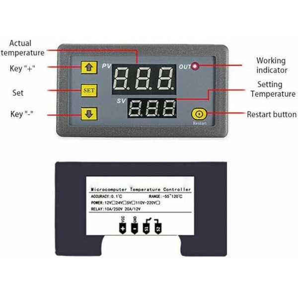 Digital Temperature Controller, W3230 AC110-220V LED Digital Temperature Controller Thermostat Switch Sensor Meter(220V) - Image 2