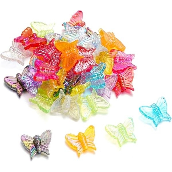 Acrylic Plated Ab Color Transparent Stripe Butterfly Beads Earrings 10 Piece - Image 2