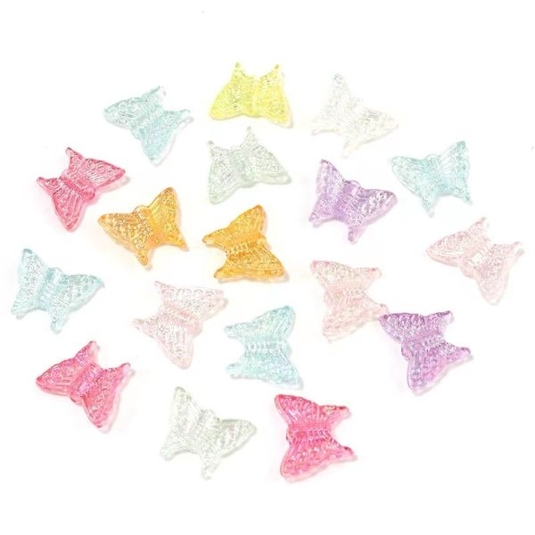 Acrylic Plated Ab Color Transparent Stripe Butterfly Beads Earrings 10 Piece - Image 3