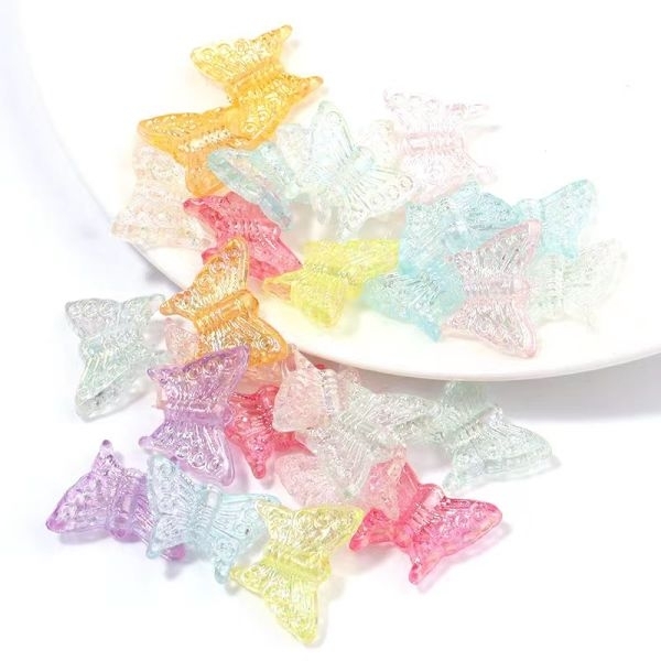 Acrylic Plated Ab Color Transparent Stripe Butterfly Beads Earrings 10 Piece - Image 4