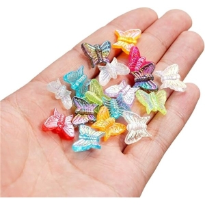 Acrylic Plated Ab Color Transparent Stripe Butterfly Beads Earrings 10 Piece