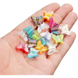 Acrylic Plated Ab Color Transparent Stripe Butterfly Beads Earrings 10 Piece