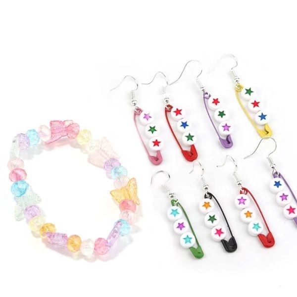 Acrylic Plated Ab Color Transparent Stripe Butterfly Beads Earrings 10 Piece - Image 5
