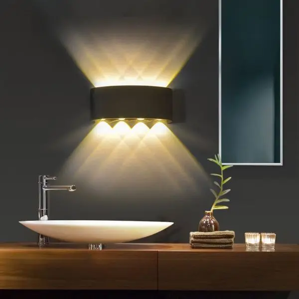 4+4 Up And Down Light LED Waterproof Outdoor Wall Rectangle Lamp Up Down Wall Mounted, Metal (Black, Pack of 1) - Image 3