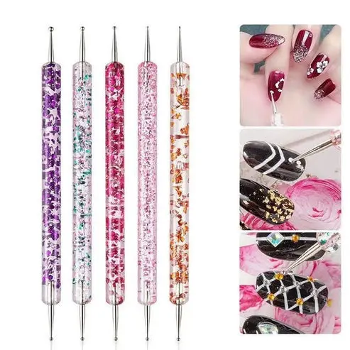 Professional 5pc 2 Way Dotting Pen Tool Nail Art Tip Dot Paint Dotting Manicure Kit for Nail Technicians