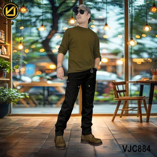 VIRJEANS (VJC884) Front Cargo Box Pant For Men- Black