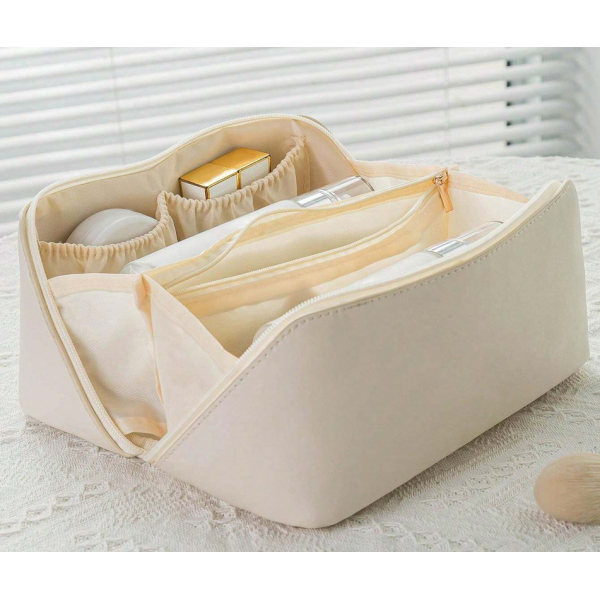 KOJA Large Capacity Travel Cosmetic Bag Portable PU Makeup Bag Waterproof Bathroom Bag Multifunctional Toiletry Kit - Image 2
