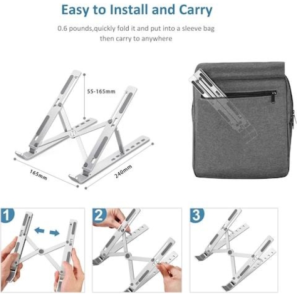 Adjustable Tilted Laptop Stand | Ergonomic Foldable Aluminum Notebook Holder for Laptop - Image 2