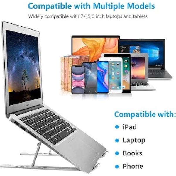 Adjustable Tilted Laptop Stand | Ergonomic Foldable Aluminum Notebook Holder for Laptop - Image 4