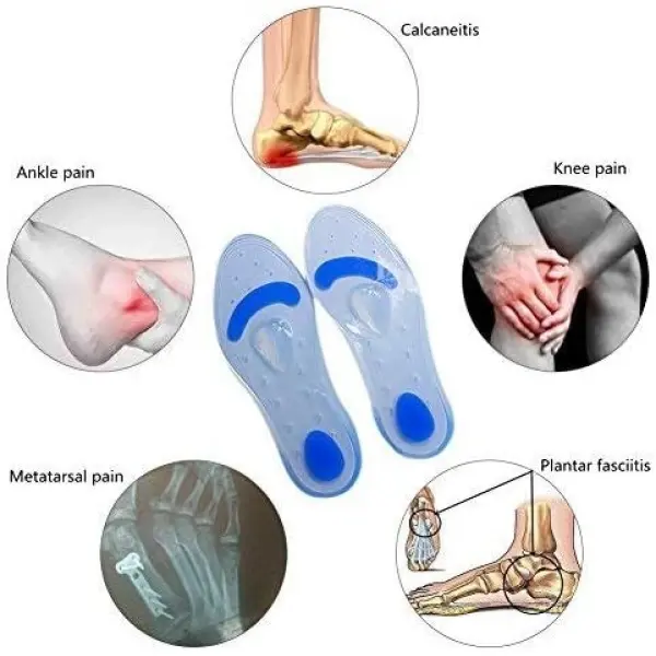 Adore Insoles Silicone Gel Arch Support Orthotic Shoe Insert - Relieve Plantar Fasciitis Pain Release Heel Bone Spur Calluses and Corns Massage Heels and Metatarsa - Image 4