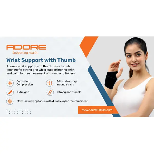 Adore Wrist Support With Thumb Splint, Adjustable Thumb Brace Wrist Support Breathable Thumb Splint for Trigger Finger Pain Relie Tendonitis Sprained - Image 4
