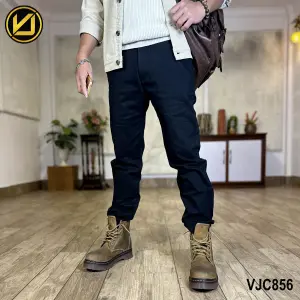 VIRJEANS (VJC856) Stretchable Cotton Straight Pant For Men- Black