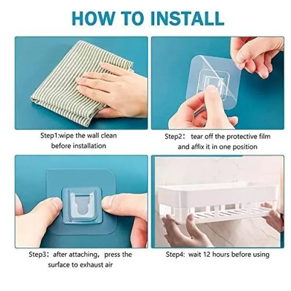 1 Piece Plastic Bathroom Kitchen Storage Organize Shelf Rack Bathroom Shelves Shower Caddy Basket with Wall Mounted - Image 4