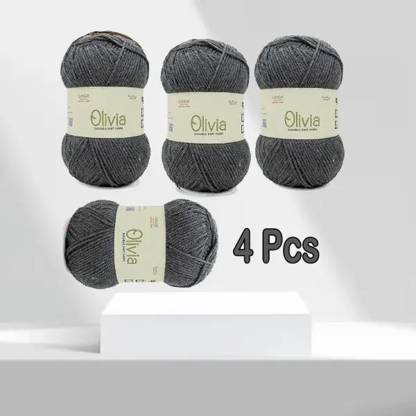 Olv010 Olivia Light Grey Knitting  Yarn 100 Gram 4 Pcs - Image 3