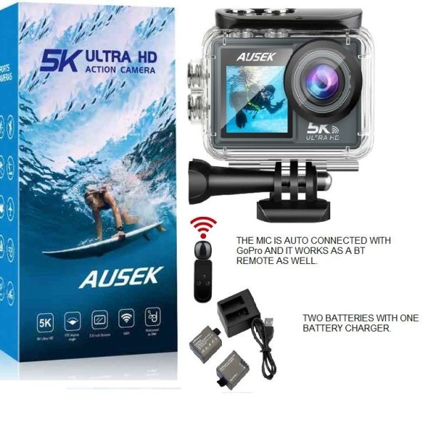 5k Ultra Action Camera HD With External Mic And Extra Battery (Wireless Mic) - Image 5