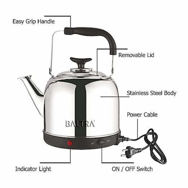 BALTRA Electric Whistling Kettle | Solid Plus | 5.5 Litres | Boil dry protection | Fast water boiling | Auto cut off function | High grade SS material | 1500 W | 12 Months Warranty - Image 2