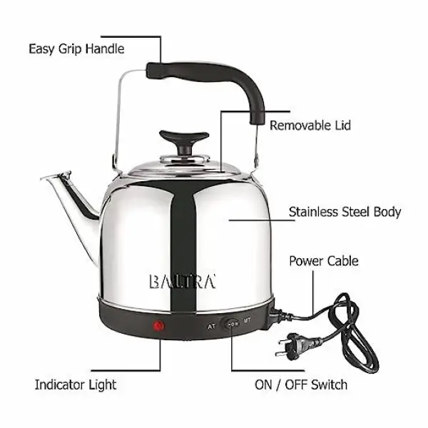 BALTRA Electric Whistling Kettle | Solid Plus | 4.5 Litres | Boil dry protection | Fast water boiling | Auto cut off function | High grade SS material | 1500 W | 12 Months Warranty - Image 2