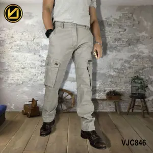 VIRJEANS (VJC846) Stretchable Cargo Box Pant For Men-Grey