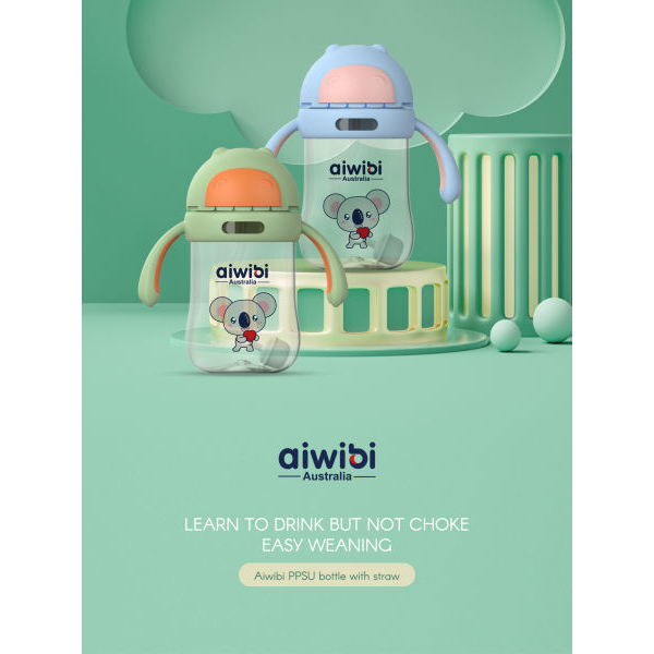 Aiwibi Baby Water Bottle With Weighted Straw for Babies Over Six Months 300ml - Image 4