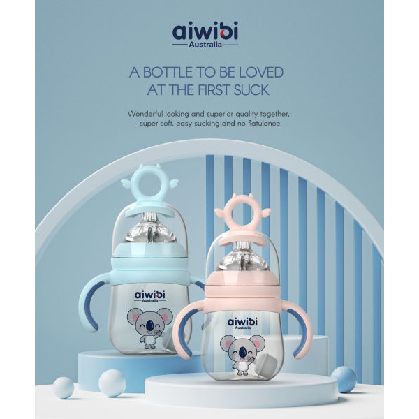 Aiwibi BPA-FREE Baby Feeding Bottle with Flexible Straw Design Allow 360° Drinking 180ml - Image 4