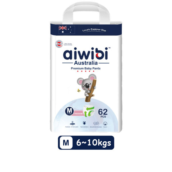 Aiwibi Premium Diapers Baby Pants- Medium 62 Pcs - Image 3
