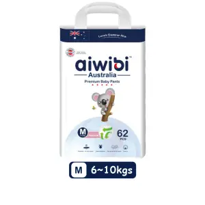 Aiwibi Premium Diapers Baby Pants- Medium 62 Pcs