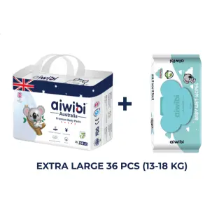 Aiwibi Premium Diapers Baby Pants - XL 36 With Wipes