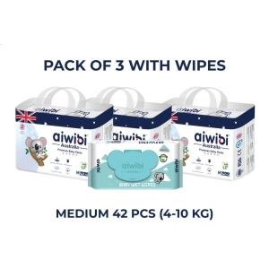 Aiwibi Premium Diapers Medium 42 Pack Of 3 With Wipes