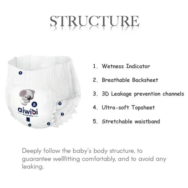 Aiwibi Premium Pant Diapers - Small - 44 pieces - Image 4