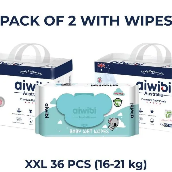 Aiwibi Premium Pant Diapers XXL 36 Pack Of 2 With Wipes