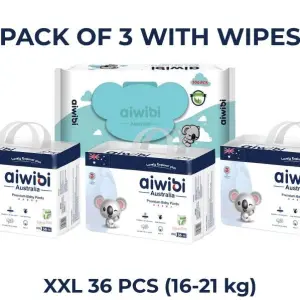 Aiwibi Premium Pant Diapers XXL 36 Pack Of 3 With Wipes