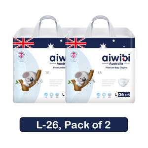 Aiwibi Premium Tape Style Diapers L-26 Pack Of 2