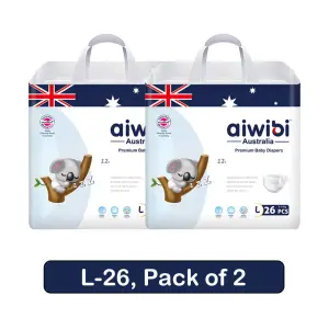 Aiwibi Premium Tape Style Diapers L-26 Pack Of 2