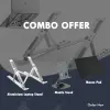 Aluminum Folding Laptop Stand + 360° Mobile Stand + Premium Mouse Pad Combo – Portable & Ergonomic Set for Office & Home