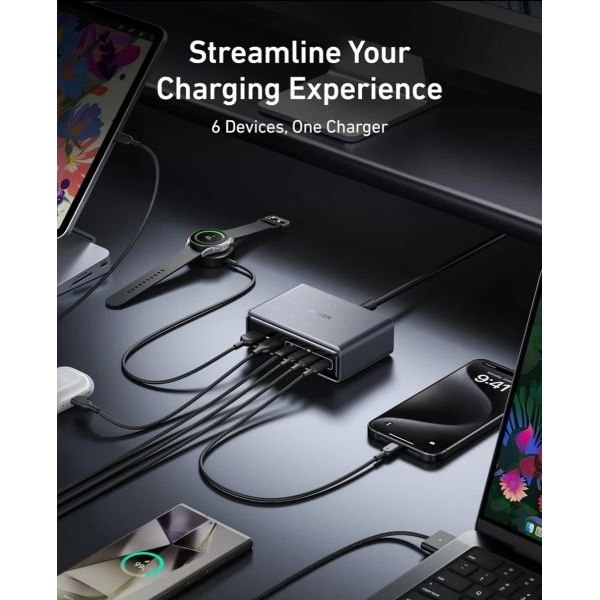 ANKER 200W GaN Desktop Charging Station | 6-Port Fast Charger (4 USB-C + 2 USB-A) - Image 4