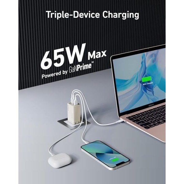 Anker GaNPrime 65W , PPS Fast Compact Foldable Charger Power 3 Devices at Once 18 Months Brand Warranty - Image 3