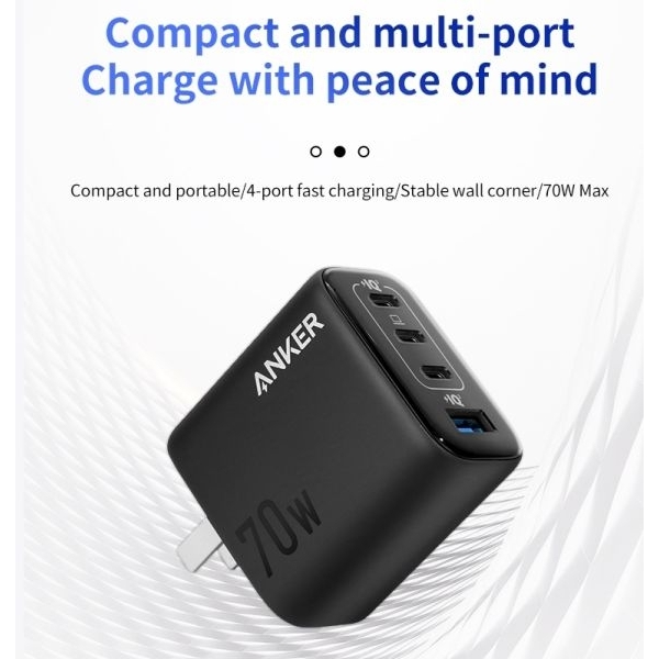 ANKER Zolo 70W GaN Fast Charger | 4-Port USB-C & USB-A Multi-Port Charger - Image 3