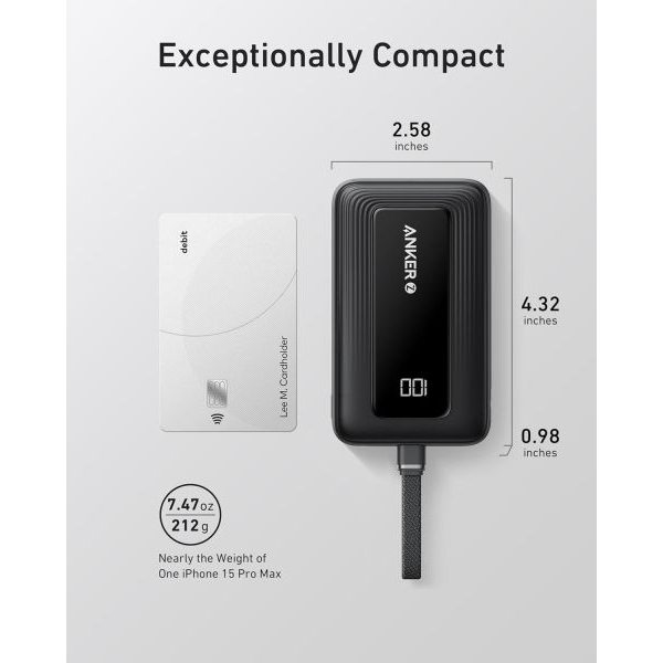 Anker Zolo Power Bank ( 2025 Upgraded Version ) , 20000mAh 30W High - Speed Portable Charger With Built - in USB - C Cable - Image 3