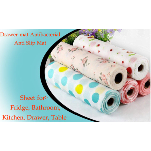 Anti Slip PVC Kitchen Place Mat Antibacterial Waterproof Drawer Floral Printed Dustproof Shelf Liners for Refrigerator Cabinets Pantry Shelve Dresser & Desk Protector (Pack of 1)(30x300CM)