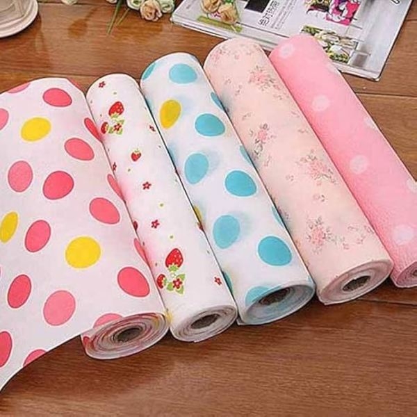 Anti Slip PVC Kitchen Place Mat Antibacterial Waterproof Drawer Floral Printed Dustproof Shelf Liners for Refrigerator Cabinets Pantry Shelve Dresser & Desk Protector (Pack of 1)(45 x300CM) - Image 3