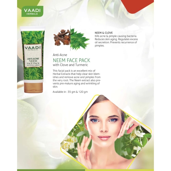 Anti-Acne Neem Face Pack with Clove & Turmeric (120 gm) - Image 2