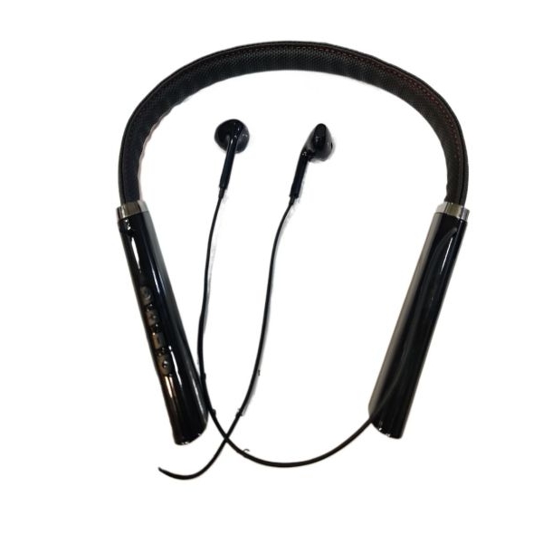 AOMALE Leather Build Long Standby 500mAh Battery Neckband - 80Hours Continuous Music Play Time With Digital Battery Power Display -SD/TF Supported Neckband - Image 2
