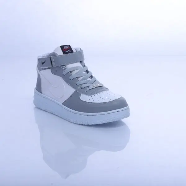 AR Jordan 1 Grey White High Top Sneakers with Belt For Men - Image 2