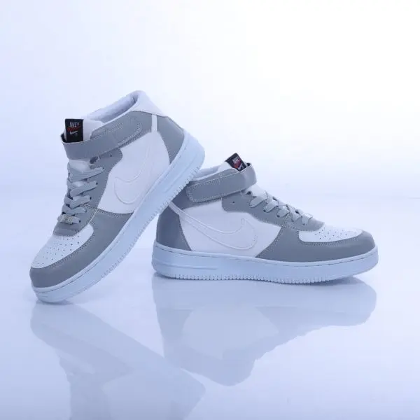 AR Jordan 1 Grey White High Top Sneakers with Belt For Men - Image 4