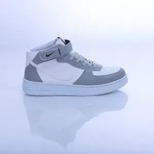 AR Jordan 1 Grey White High Top Sneakers with Belt For Men