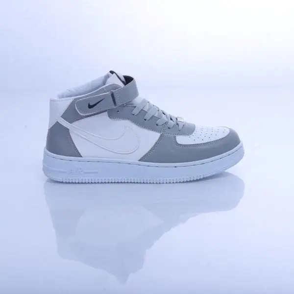 AR Jordan 1 Grey White High Top Sneakers with Belt For Men