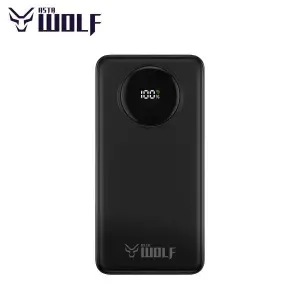 Asta WOLF RUSH 20000mAh Power Bank with LCD Percentage Display, 22.5W Super Fast Charging, Inbuilt Type-C & Lightning Cables, Dual USB Ports, Type-C In/Out, Flight Friendly
