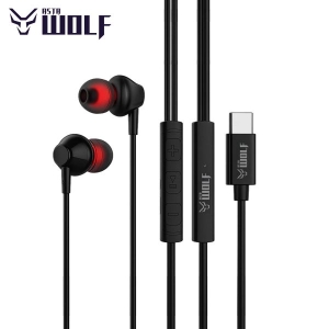 Asta WOLF STRING 2.0 Type-C Wired Earphones | High Bass Sound, 10mm Driver, Tangle-Free Tough Wire (1.2m), In-Line Play/Pause & Volume Controller – Durable Type-C Jack Earphones