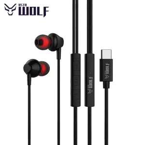 Asta WOLF STRING 2.0 Type-C Wired Earphones | High Bass Sound, 10mm Driver, Tangle-Free Tough Wire (1.2m), In-Line Play/Pause & Volume Controller – Durable Type-C Jack Earphones